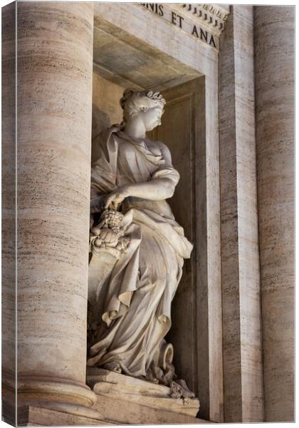 Statue of Abundance at Trevi Fountain in Rome Canvas Print by Artur Bogacki