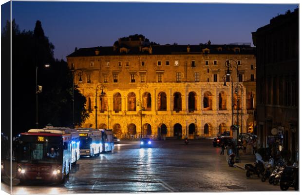 Theatre of Marcellus at Night in Rome Canvas Print by Artur Bogacki