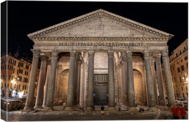 Pantheon by Night in Rome Canvas Print by Artur Bogacki