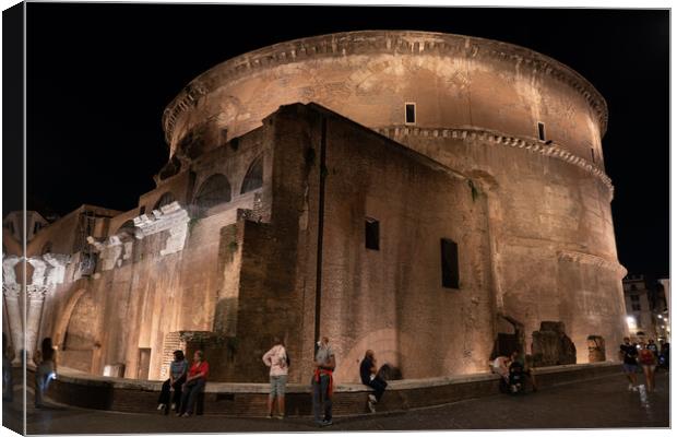 Ancient Pantheon at Night in Rome Canvas Print by Artur Bogacki