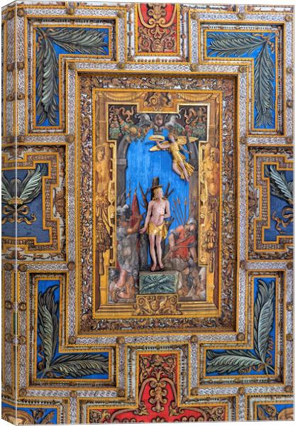 Wooden Ceiling in Basilica of Saint Sebastian Canvas Print by Artur Bogacki