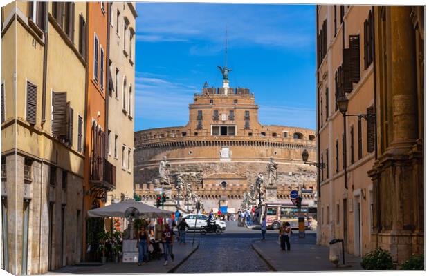 Street View To Castel Sant Angelo In Rome Canvas Print by Artur Bogacki