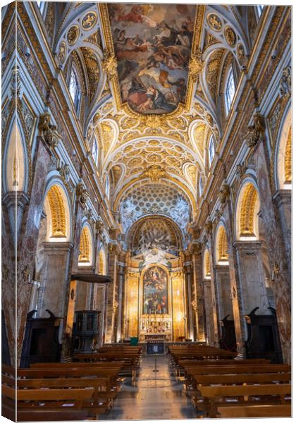 Church of St Louis of the French Interior in Rome Canvas Print by Artur Bogacki
