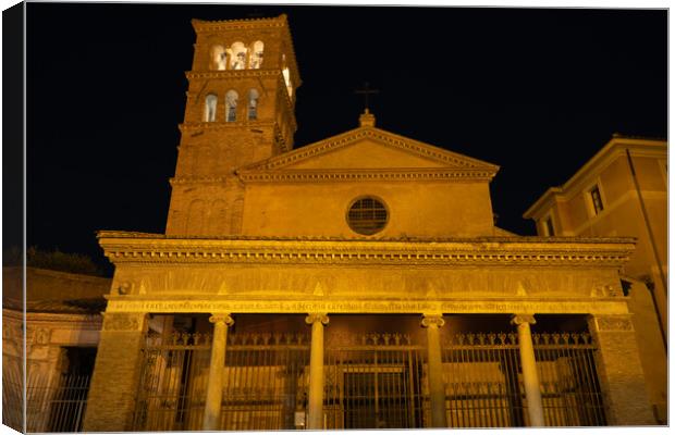 Basilica of San Giorgio in Velabro at Night Canvas Print by Artur Bogacki