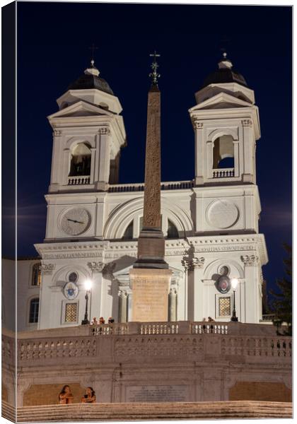 Trinita dei Monti Church in Rome at Night Canvas Print by Artur Bogacki