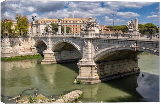 Ponte Vittorio Emanuele II In Rome Canvas Print by Artur Bogacki