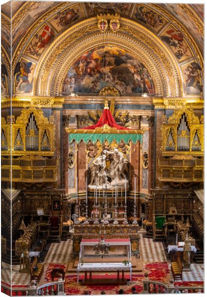St John Cathedral High Altar In Valletta Canvas Print by Artur Bogacki