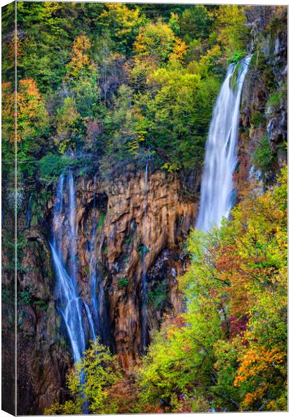 Waterfall In Plitvice Lakes National Park Canvas Print by Artur Bogacki