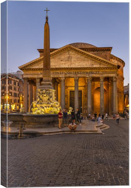Pantheon Temple at Dusk In Rome Canvas Print by Artur Bogacki