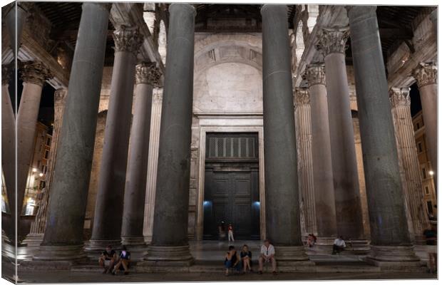 Columns Of Pantheon Portico At Night Canvas Print by Artur Bogacki