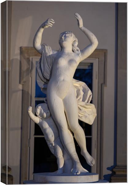 Statue of Bacchante at Night in Warsaw Canvas Print by Artur Bogacki