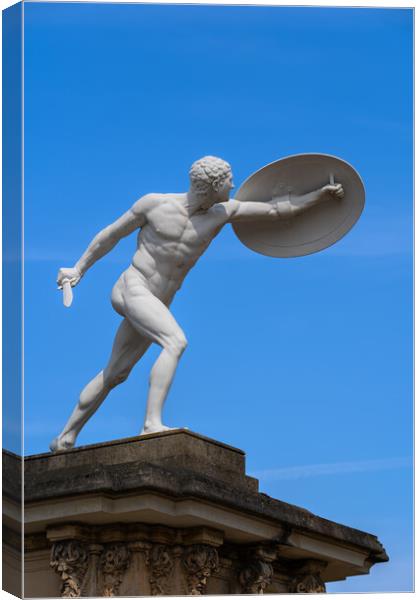 Statue Of Gladiator With Shield And Sword Canvas Print by Artur Bogacki