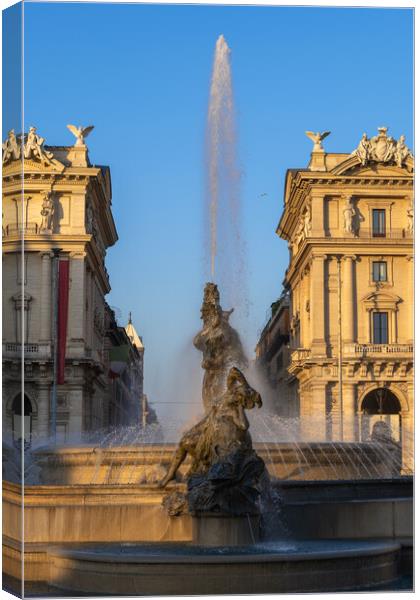 Fountain of the Naiads in Rome at Sunrise Canvas Print by Artur Bogacki