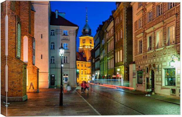 Street In Warsaw Old Town At Night Canvas Print by Artur Bogacki