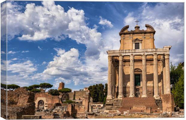 Temple of Antoninus and Faustina at Roman Forum Canvas Print by Artur Bogacki