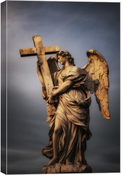 Angel Carrying The Cross Canvas Print by Artur Bogacki