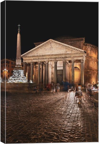 The Pantheon Temple At Night In Rome Canvas Print by Artur Bogacki