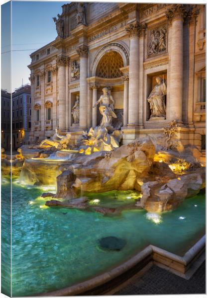 Evening At The Trevi Fountain In Rome Canvas Print by Artur Bogacki