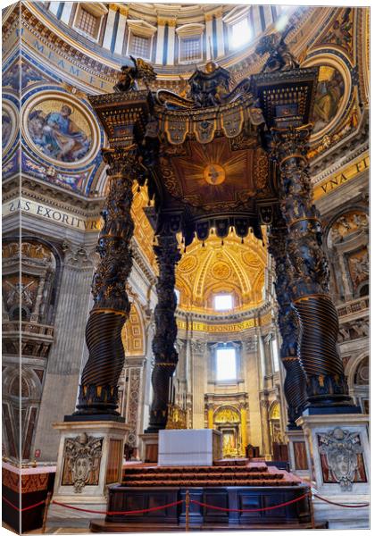 Papal Altar And Baldacchino In St Peter Basilica Canvas Print by Artur Bogacki