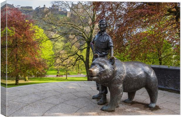 Wojtek The Soldier Bear Statue In Edinburgh Canvas Print by Artur Bogacki