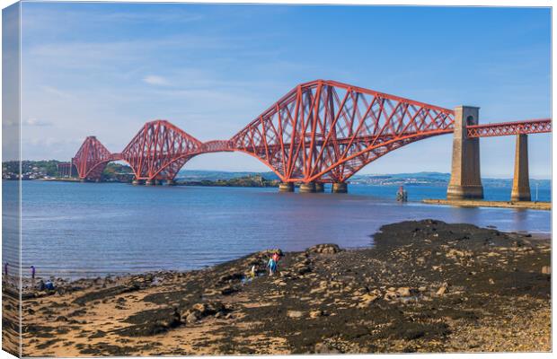 Forth Bridge From Queensferry Shore In Scotland Canvas Print by Artur Bogacki