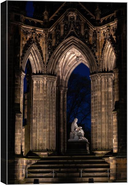 The Scott Monument At Night In Edinburgh Canvas Print by Artur Bogacki