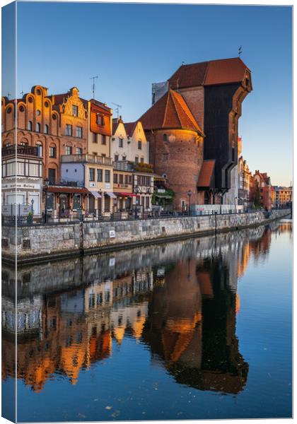 Crane in Old Town of Gdansk at Sunrise Canvas Print by Artur Bogacki