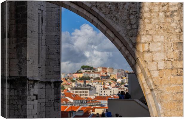 Lisbon Through Arch Of Canvo Convent Canvas Print by Artur Bogacki