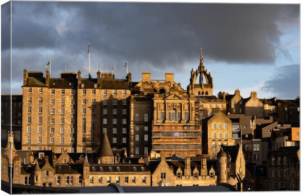 Old Town in City of Edinburgh at Sunset Canvas Print by Artur Bogacki