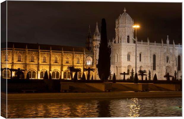 Jeronimos Monastery And Church At Night In Lisbon Canvas Print by Artur Bogacki