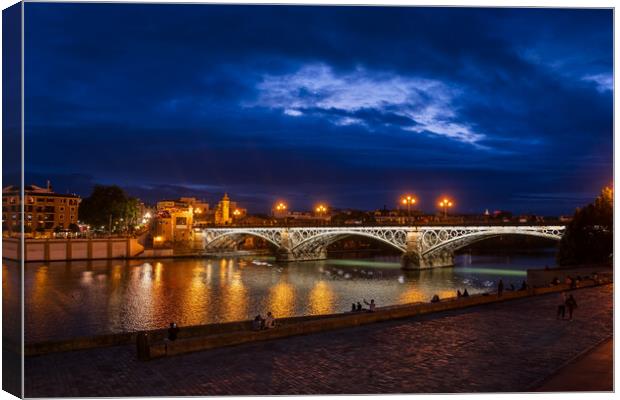 Seville City By Night In Spain Canvas Print by Artur Bogacki