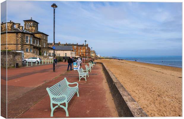 Portobello Promenade And Beach In Edinburgh Canvas Print by Artur Bogacki