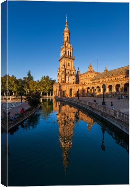 Plaza de Espana North Tower at Sunrise in Seville Canvas Print by Artur Bogacki