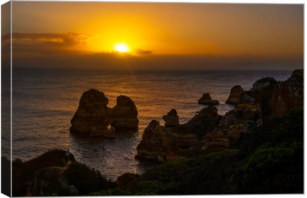 Algarve Coast At Sunrise In Portugal Canvas Print by Artur Bogacki