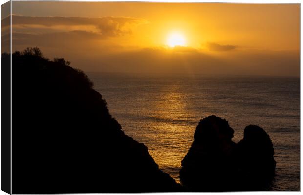 Algarve Coastline At Sunrise In Portugal Canvas Print by Artur Bogacki