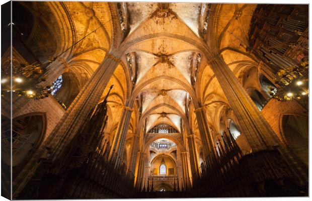 Interior of the Barcelona Cathedral Canvas Print by Artur Bogacki