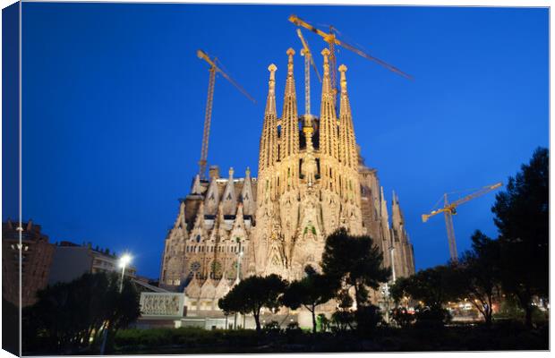 Sagrada Familia in Barcelona at Night Canvas Print by Artur Bogacki