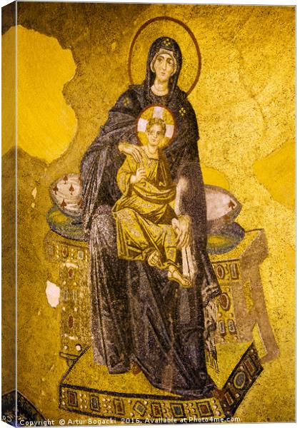 Virgin Mary and Jesus Mosaic Canvas Print by Artur Bogacki