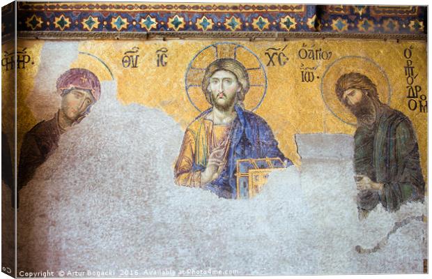 Deesis Mosaic of Jesus Christ Canvas Print by Artur Bogacki
