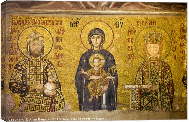 Byzantine Mosaic in Hagia Sophia Canvas Print by Artur Bogacki
