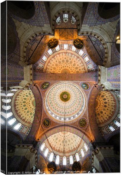 New Mosque Interior Ceiling in Istanbul Canvas Print by Artur Bogacki