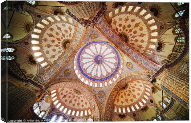 Blue Mosque Interior in Istanbul Canvas Print by Artur Bogacki