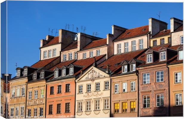 Old Town Tenement Houses in Warsaw Canvas Print by Artur Bogacki