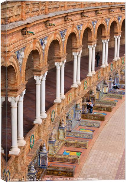 Plaza de Espana Colonnade in Seville Canvas Print by Artur Bogacki