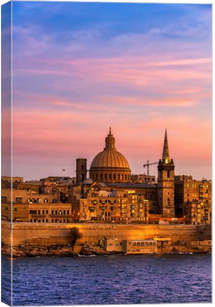 City of Valletta in Malta at Sunset Canvas Print by Artur Bogacki