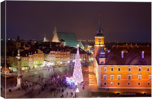 Old Town at Night in Warsaw Canvas Print by Artur Bogacki