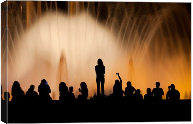 Magic Fountain in Barcelona by Night Canvas Print by Artur Bogacki