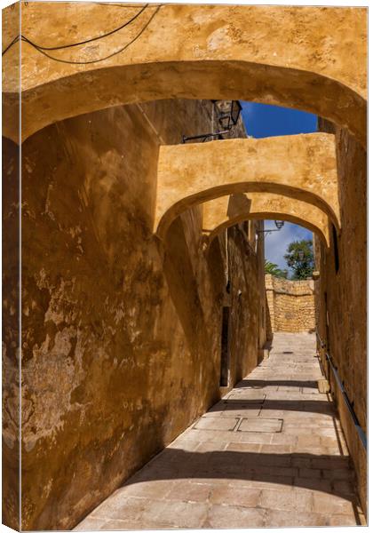 Narrow Street In Gozo Citadel, Malta Canvas Print by Artur Bogacki