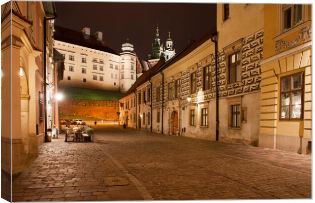 Kanonicza Street in Krakow at Night Canvas Print by Artur Bogacki