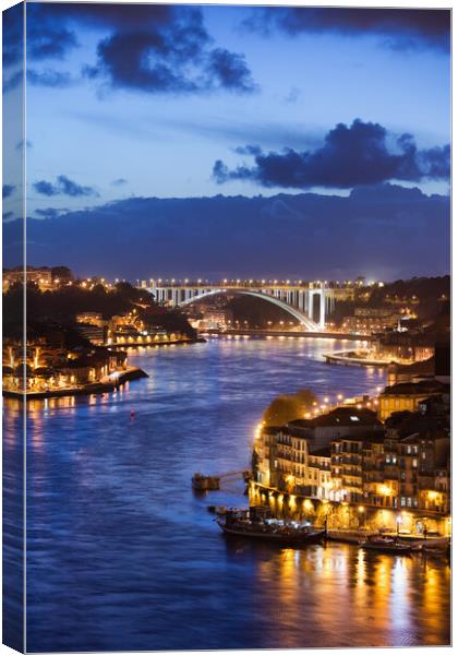 City Of Porto Evening River View Canvas Print by Artur Bogacki